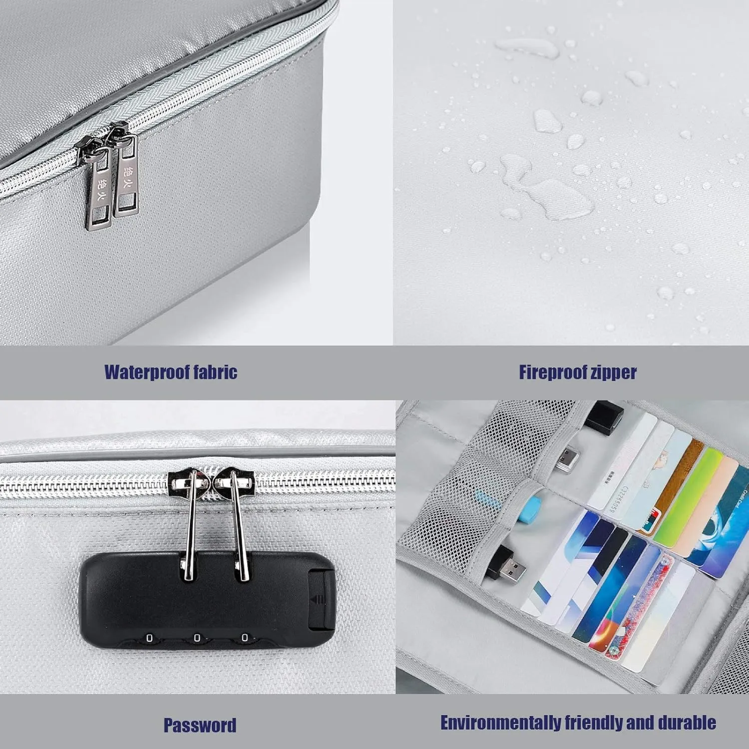 Fireproof Waterproof Document Organizer – Multi-Layer Safety Bag with Zipper for Cards, Files, and Travel Storage