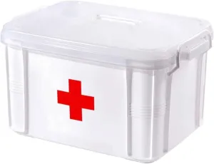 First Aid Kit Household Multi-Layer Medicine Box – Plastic Medicine Chest with Lockable Lid, Compact and Portable for Dorm, Office, and Home Use