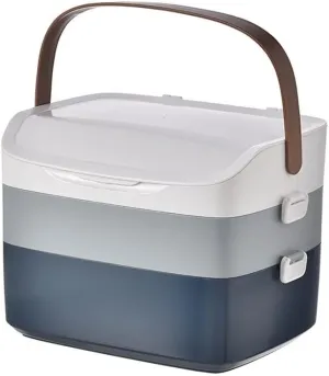 First Aid Kit Medical Box - 3-Layer Plastic Storage Container, Portable Handle, Multi-Compartment Organizer for Home, Office, Travel, and Camping - 12.20 inches