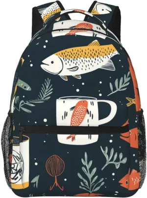 Fishpattern Practical Backpack For Trekking Gift Unisex
