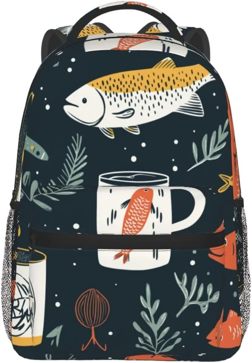 Fishpattern Practical Backpack For Trekking Gift Unisex