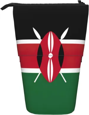 Flag Of Kenya Print Standing Pencil Pouch With Zipper Pencil Bag Pencil Case Organizer For Adult