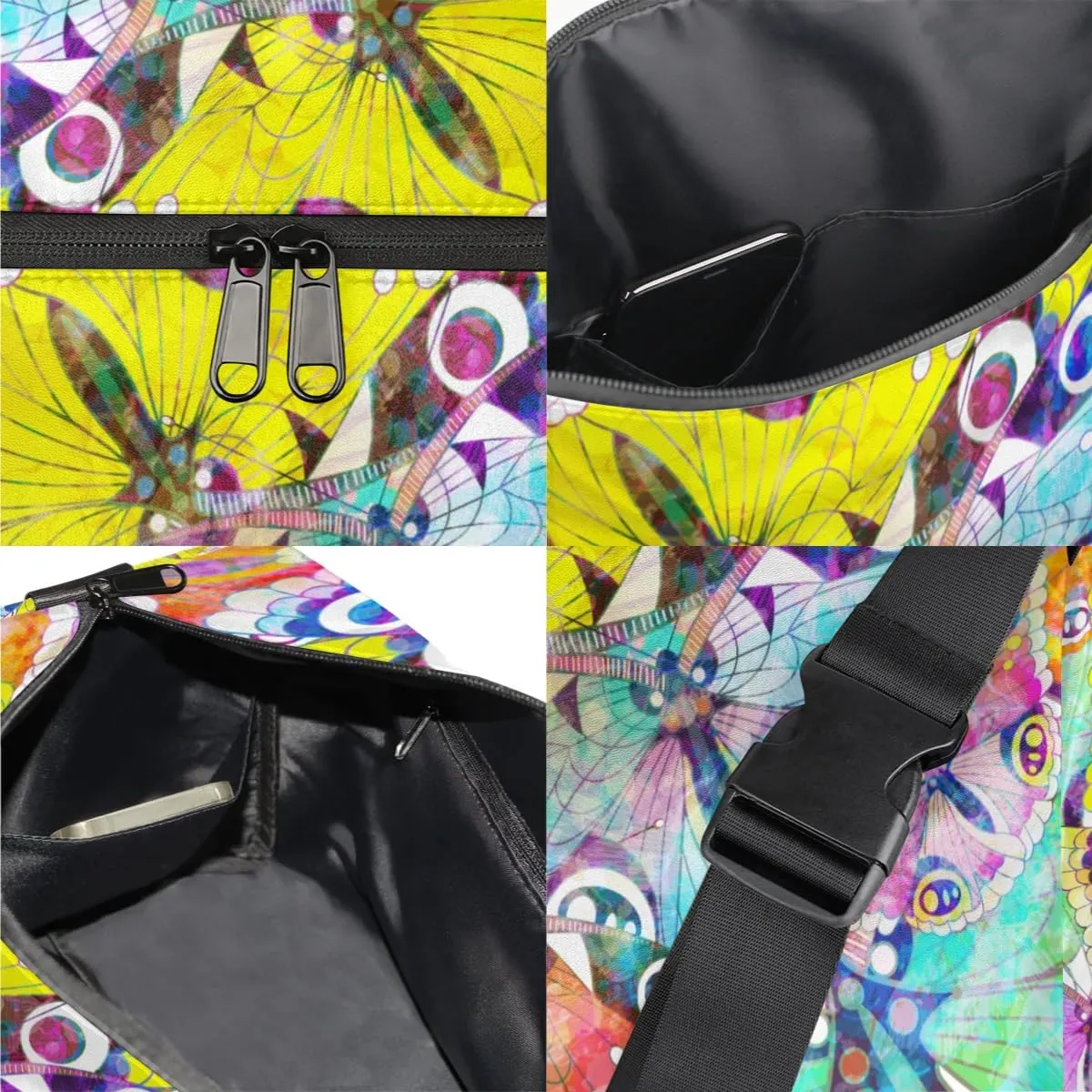 Flock Butterflies Small Gym Bag for Men Women Workout Sport Duffle Bag Waterproof Weekender Overnight Bag Lightweight Carry on Tote Bag Crossbody Shoulder Travel Bag for Swim Yoge Dance