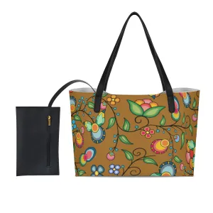 Floral Bounty Fall Leaves Shopping Tote Bag With Black Mini Purse