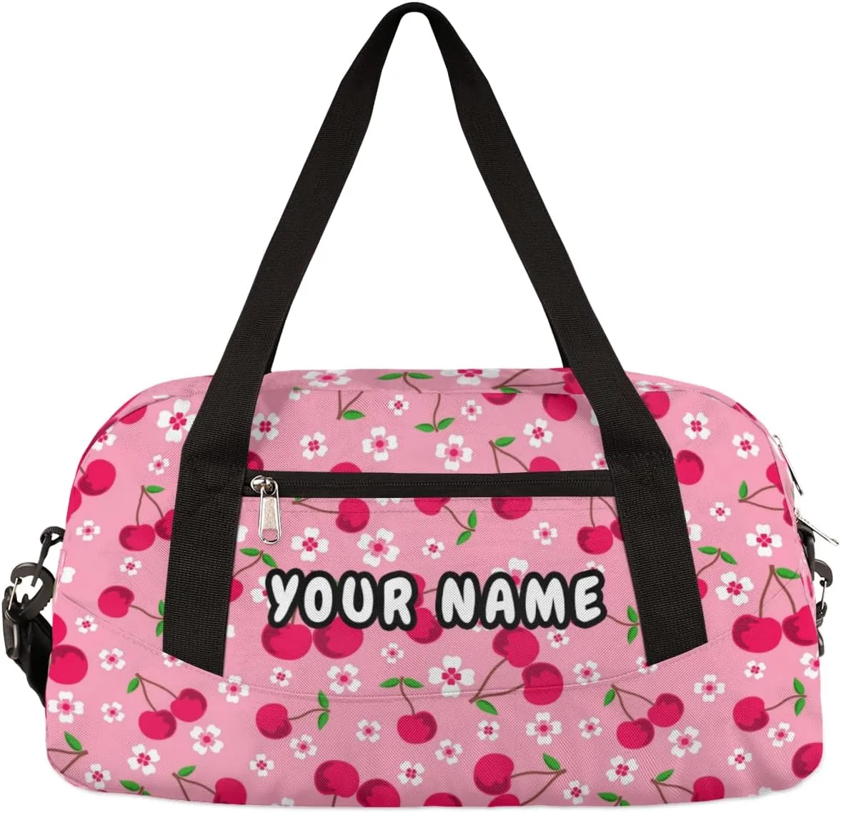 Flower Cherry Fruits Personalized Kids Duffel Bag for Girls Boys, Flower Debris Custom Dance Bag Overnight Small Duffel Bag Carry On Weekend Sports Travel Bag for School Practice Gymnastics Ballet