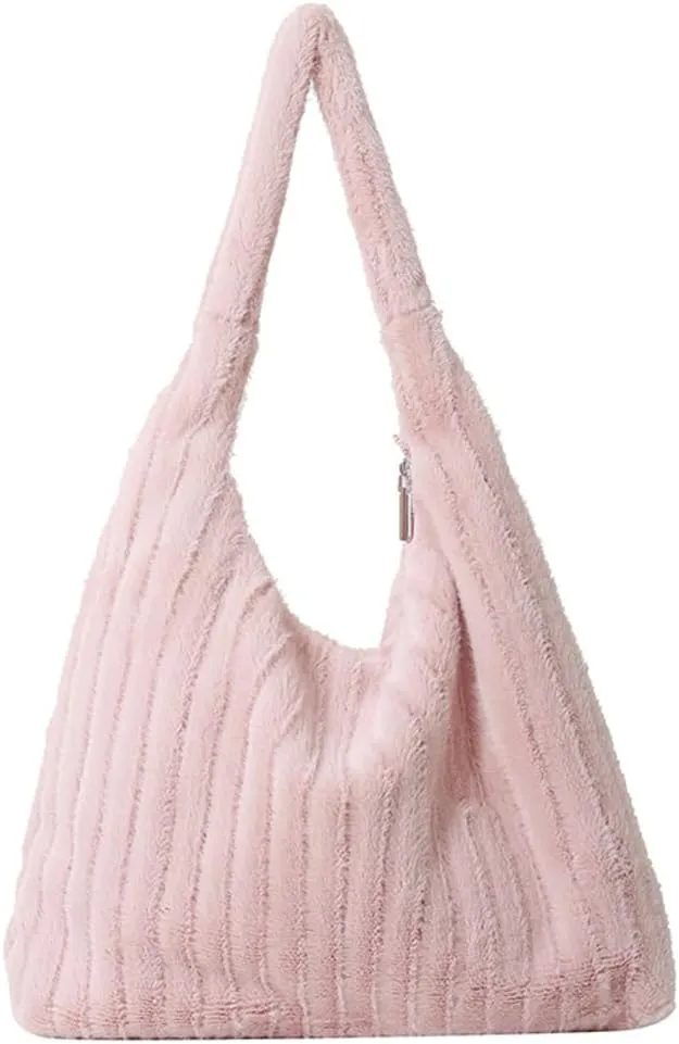Fluffy Tote Bag Underarm Bag Shoulder Bag Furry Plush Underarm Handbag for Ladies Girls Women Autumn Winter