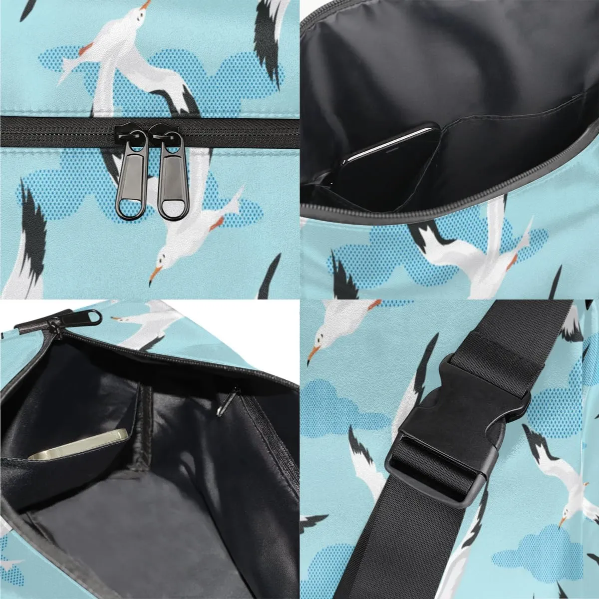 Flying Seagulls Small Gym Bag for Men Women Workout Sport Duffle Bag Waterproof Weekender Overnight Bag Lightweight Carry on Tote Bag Crossbody Shoulder Travel Bag for Swim Yoge Dance