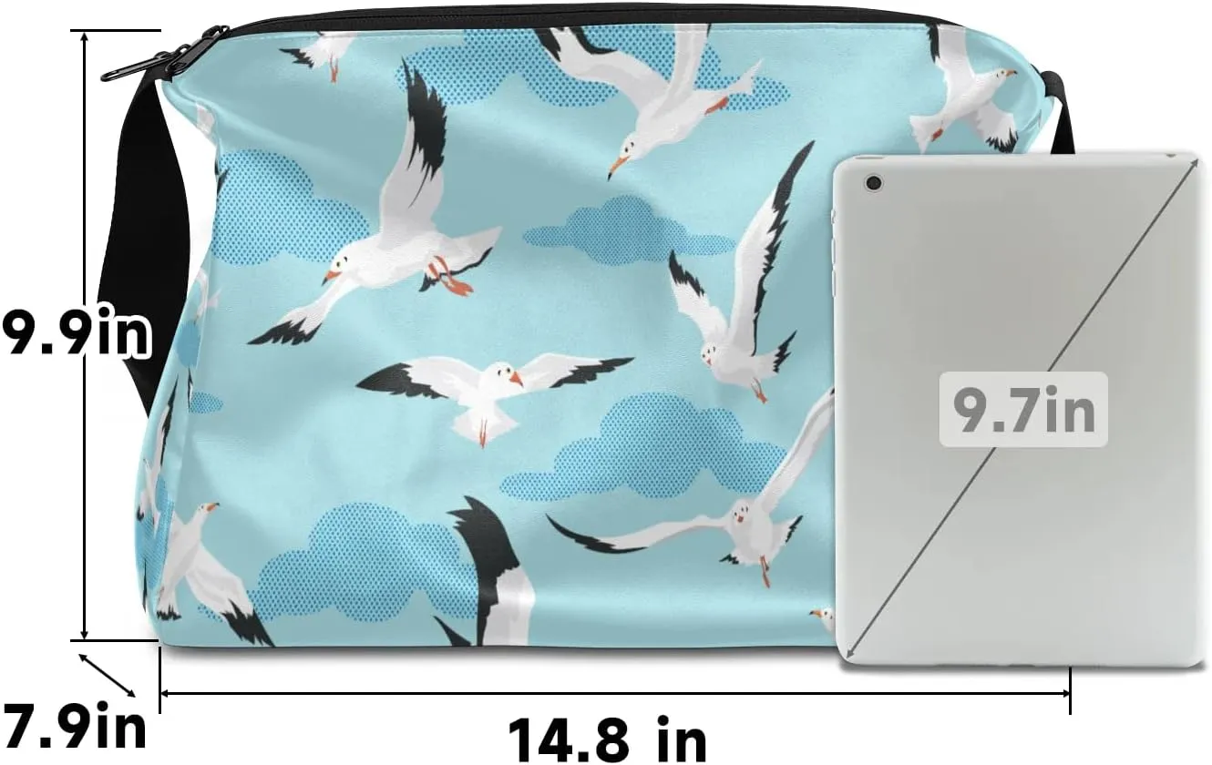 Flying Seagulls Small Gym Bag for Men Women Workout Sport Duffle Bag Waterproof Weekender Overnight Bag Lightweight Carry on Tote Bag Crossbody Shoulder Travel Bag for Swim Yoge Dance