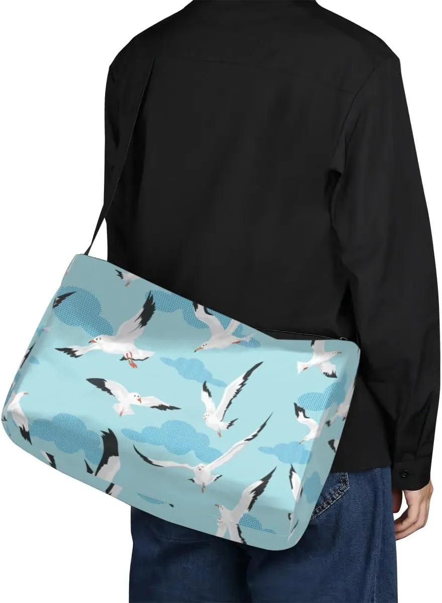 Flying Seagulls Small Gym Bag for Men Women Workout Sport Duffle Bag Waterproof Weekender Overnight Bag Lightweight Carry on Tote Bag Crossbody Shoulder Travel Bag for Swim Yoge Dance