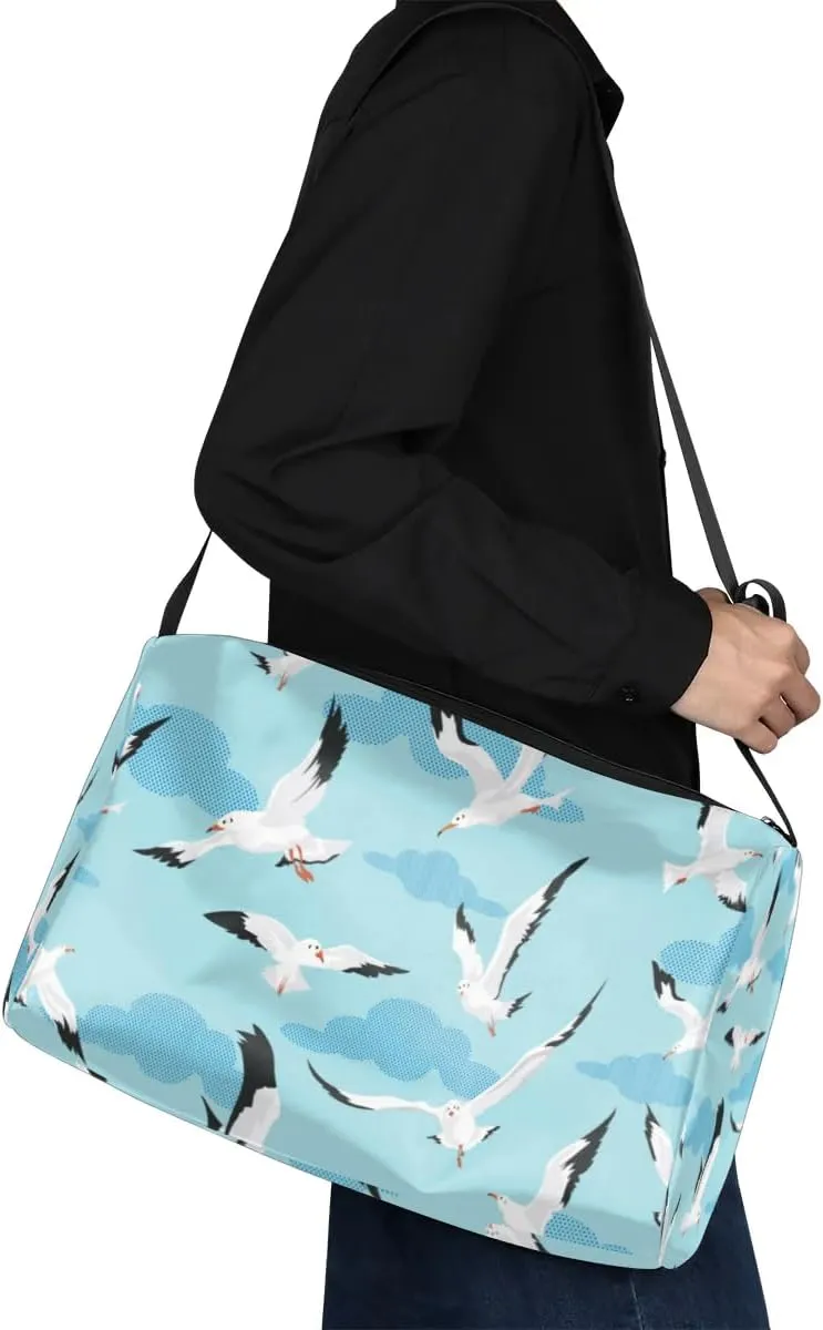 Flying Seagulls Small Gym Bag for Men Women Workout Sport Duffle Bag Waterproof Weekender Overnight Bag Lightweight Carry on Tote Bag Crossbody Shoulder Travel Bag for Swim Yoge Dance