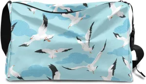 Flying Seagulls Small Gym Bag for Men Women Workout Sport Duffle Bag Waterproof Weekender Overnight Bag Lightweight Carry on Tote Bag Crossbody Shoulder Travel Bag for Swim Yoge Dance