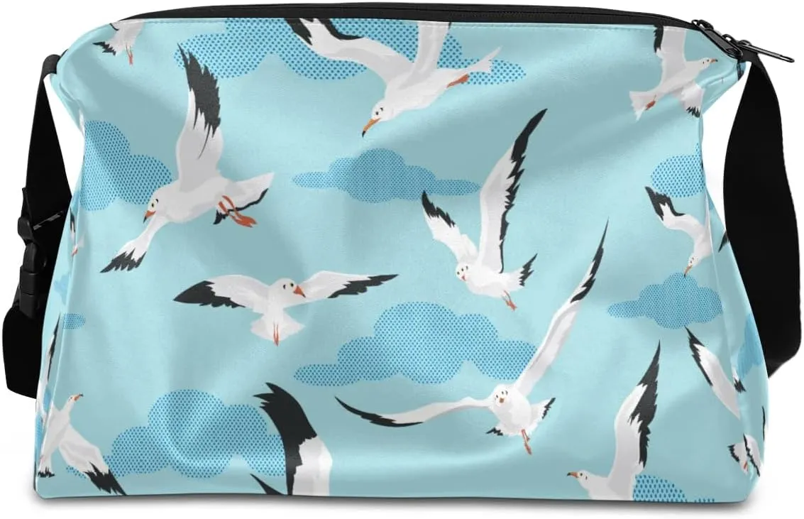 Flying Seagulls Small Gym Bag for Men Women Workout Sport Duffle Bag Waterproof Weekender Overnight Bag Lightweight Carry on Tote Bag Crossbody Shoulder Travel Bag for Swim Yoge Dance