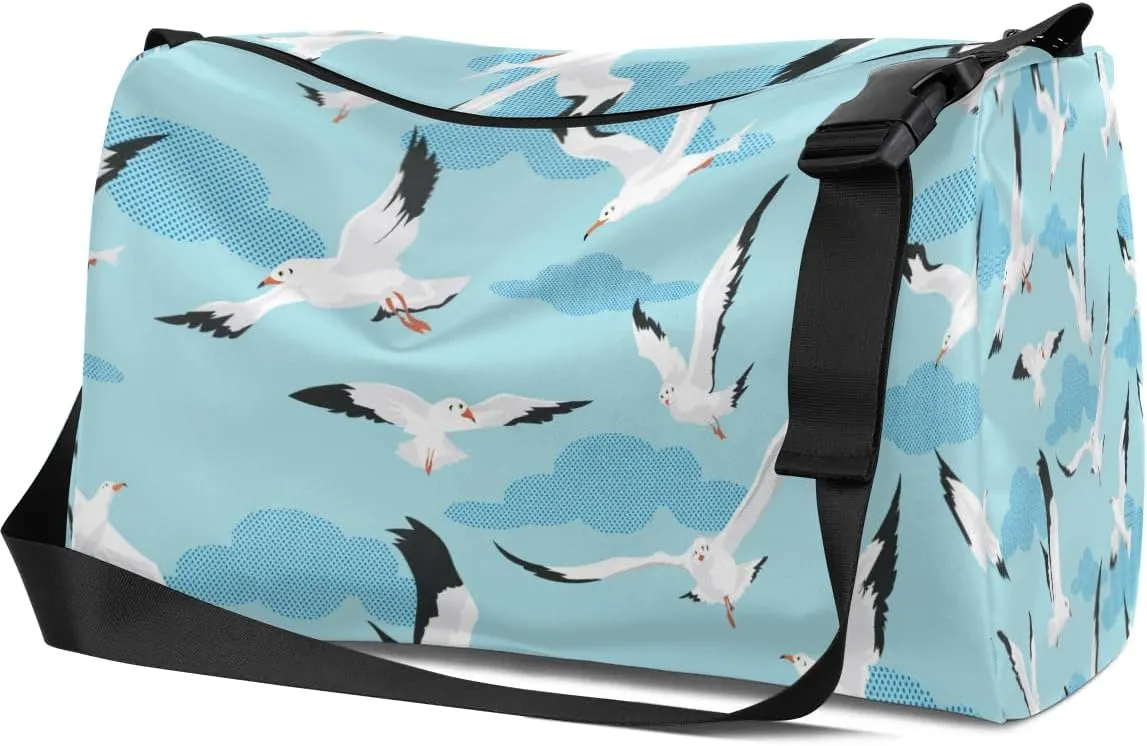 Flying Seagulls Small Gym Bag for Men Women Workout Sport Duffle Bag Waterproof Weekender Overnight Bag Lightweight Carry on Tote Bag Crossbody Shoulder Travel Bag for Swim Yoge Dance