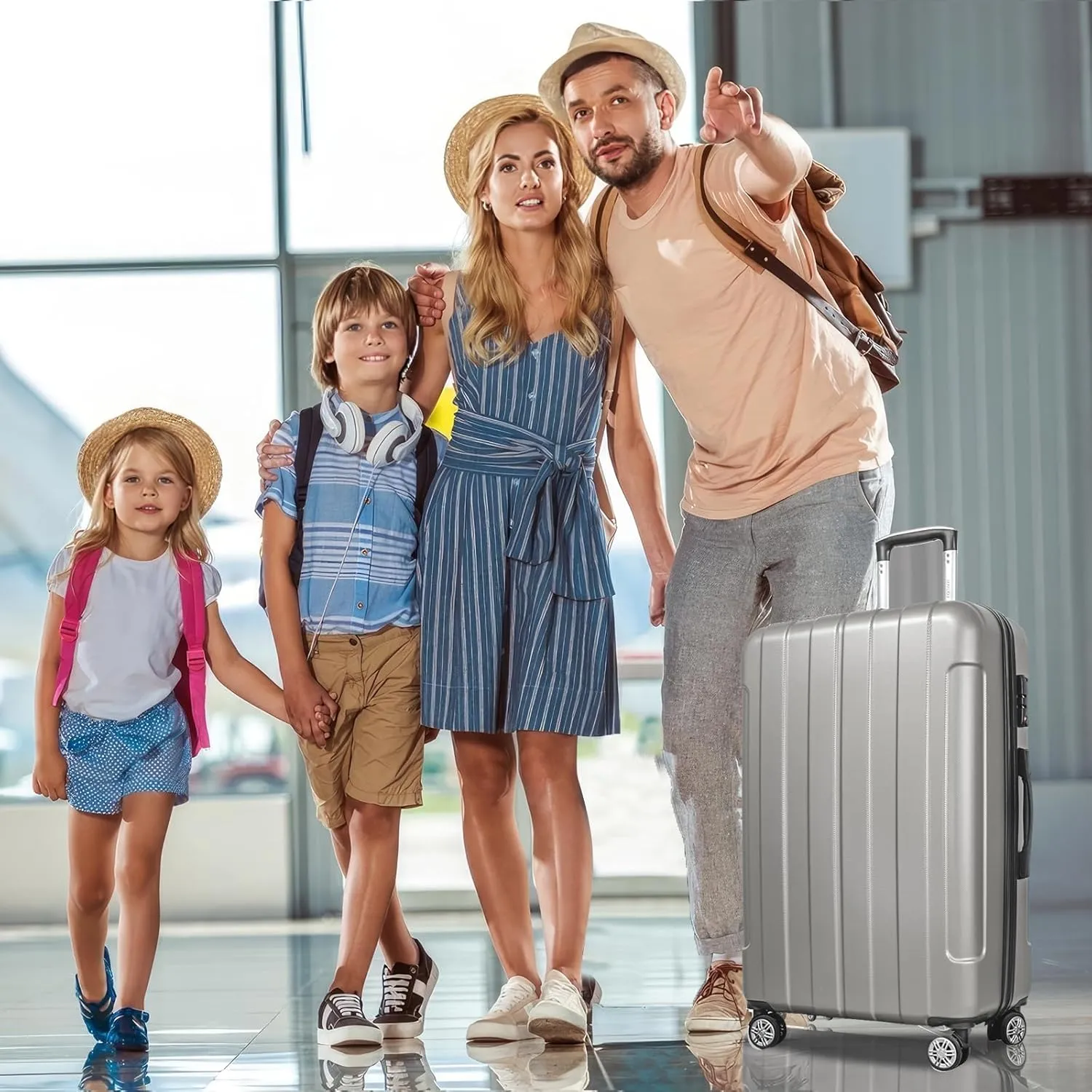 FOCHIER F Luggage Sets, Expandable 3 piece Hard Shell Luggage Set with TSA Lock, PC ABS Hardside Travel Suitcase with Wheels for Women Men 20 24 28 Inch (Grey)