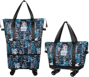 Foldable Travel Duffel Bag Expandable Carry on Rolling Duffle Bag with Wristlet and Dry-Wet Separation