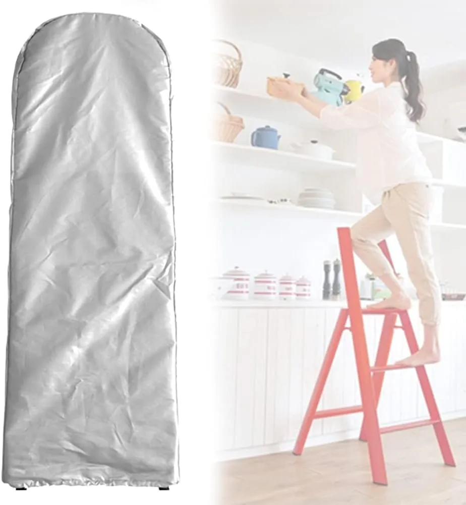 Folding Ladder Cover Dustproof Protector Waterproof with Drawstring for Step Ladder Patio Garden Outdoor Household Storage Bag Silver