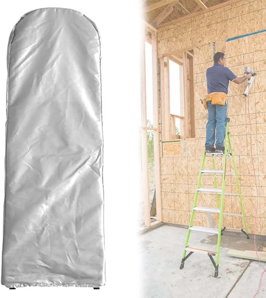 Folding Ladder Cover Dustproof Protector Waterproof with Drawstring for Step Ladder Patio Garden Outdoor Household Storage Bag Silver