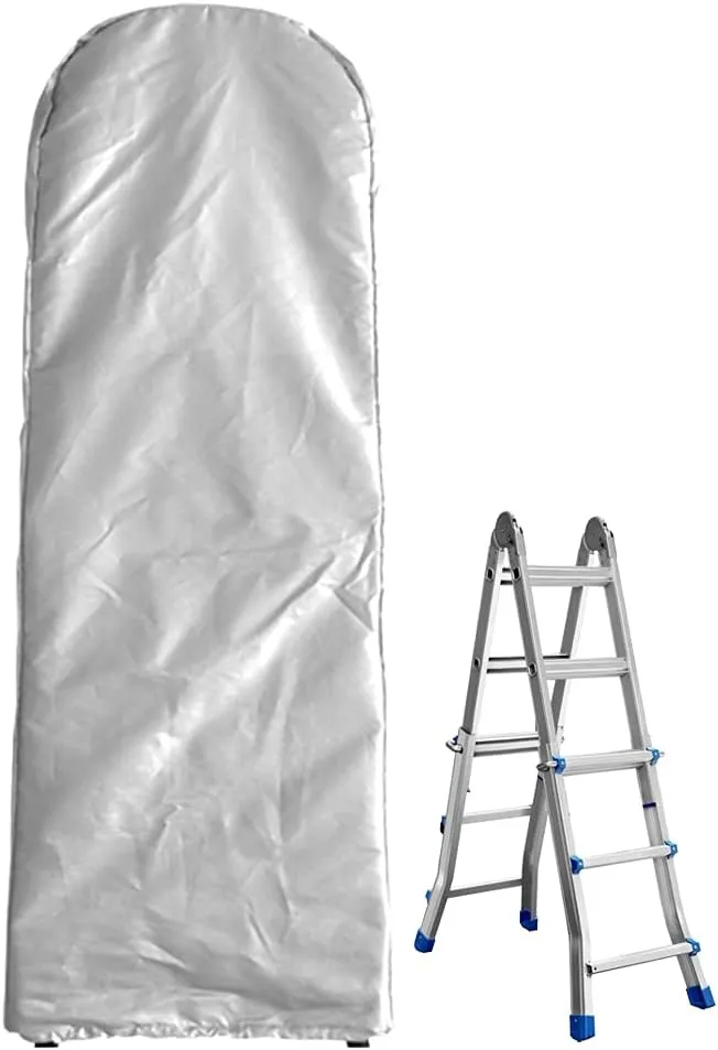 Folding Ladder Cover Dustproof Protector Waterproof with Drawstring for Step Ladder Patio Garden Outdoor Household Storage Bag Silver