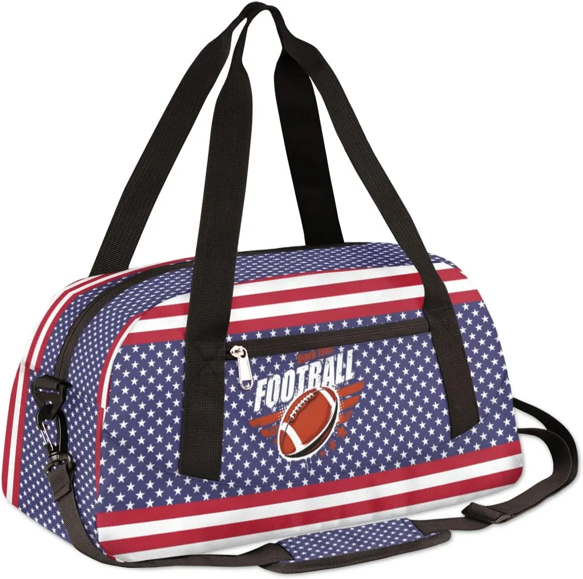 Football Sport Kids Duffel Bag for Girls Boys Teens, Streaks Stars Dance Bag Overnight Small Duffel Bag Carry On Weekend Sports Gym Travel Bag for School Practice Gymnastics Ballet