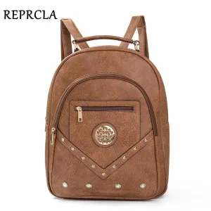 for Large 2019 Bagpack Girls Risk-free returns REPRCLA Female Bags Backpack Shoulder High Leather Affordable School Women PU Quality Bag Vintage Teenage