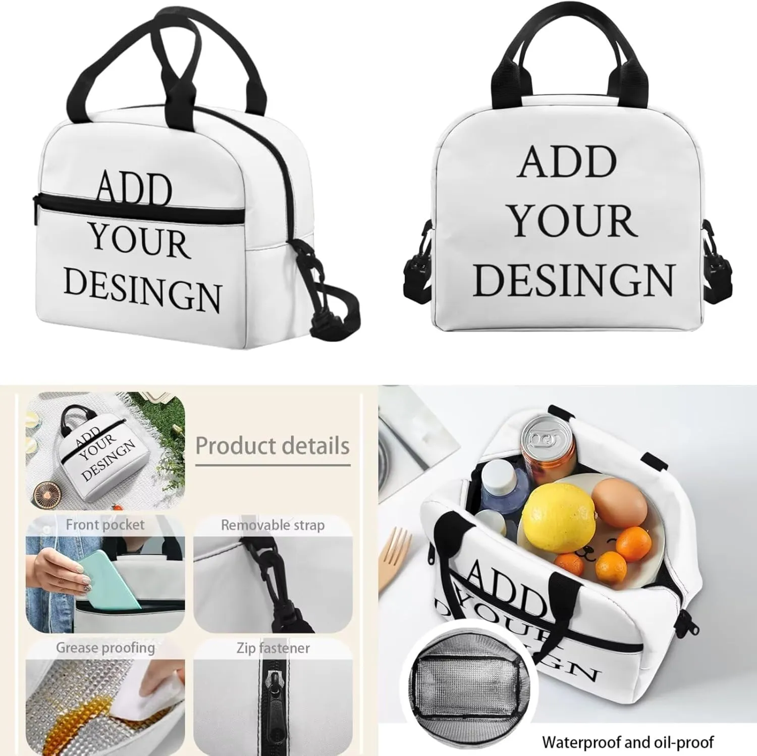 FOR U DESIGNS 17 Inch Custom School Bag and Lunch Bag Set 3 in 1 Lightweight Personalized Backpack with Lunchbox Large Capacity Bookbag Set for School Girls