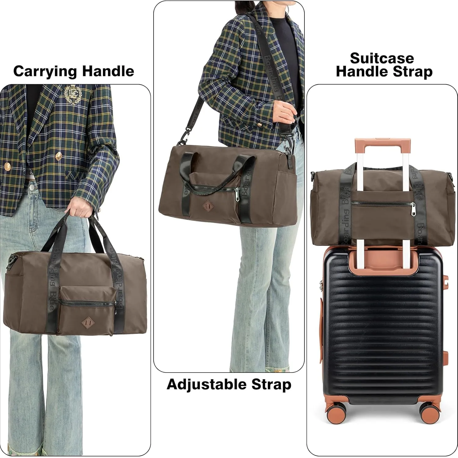 For United Airline 17x10x9 Inches Personal Item Underseat Travel duffle bag, ports Tote Gym Bag,Shoulder Weekender Overnight Bag (Beige)