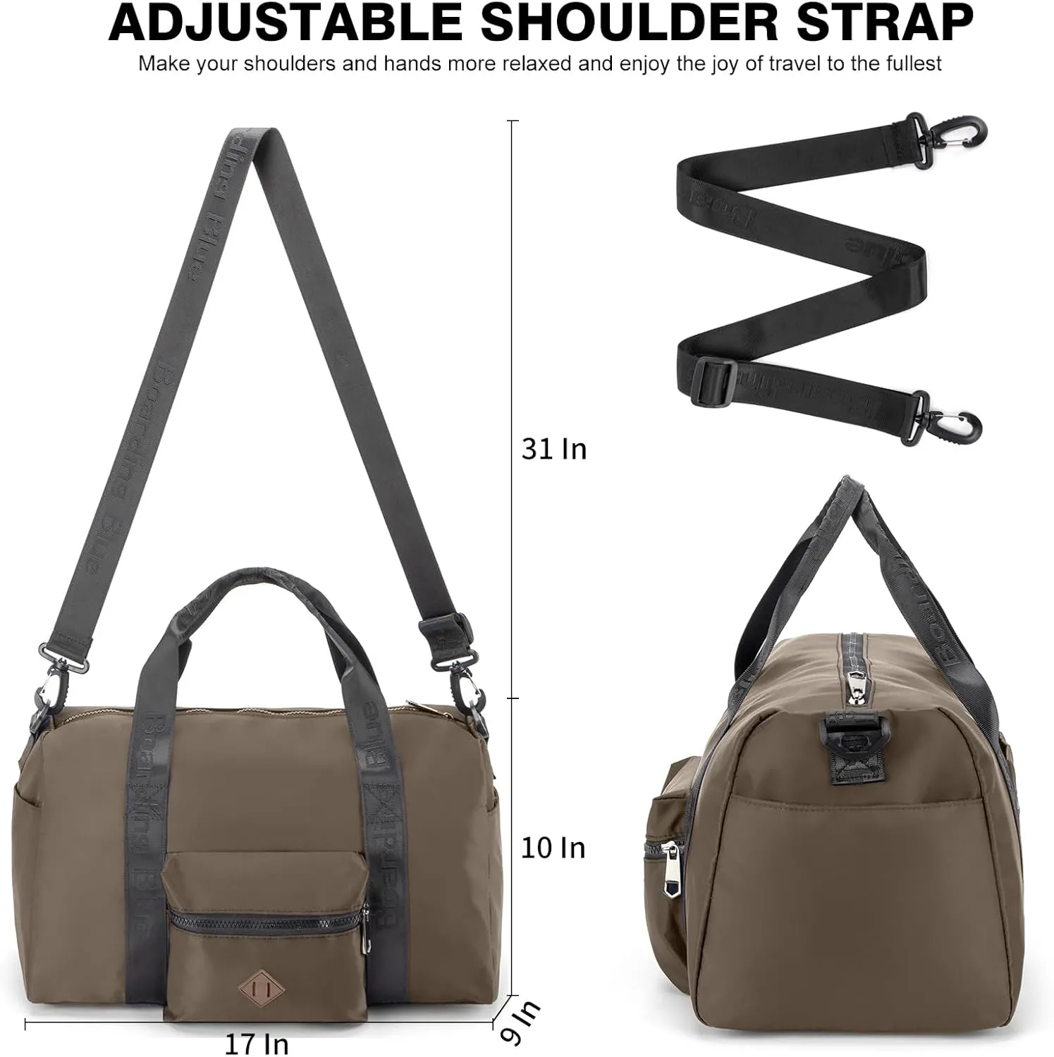 For United Airline 17x10x9 Inches Personal Item Underseat Travel duffle bag, ports Tote Gym Bag,Shoulder Weekender Overnight Bag (Beige)