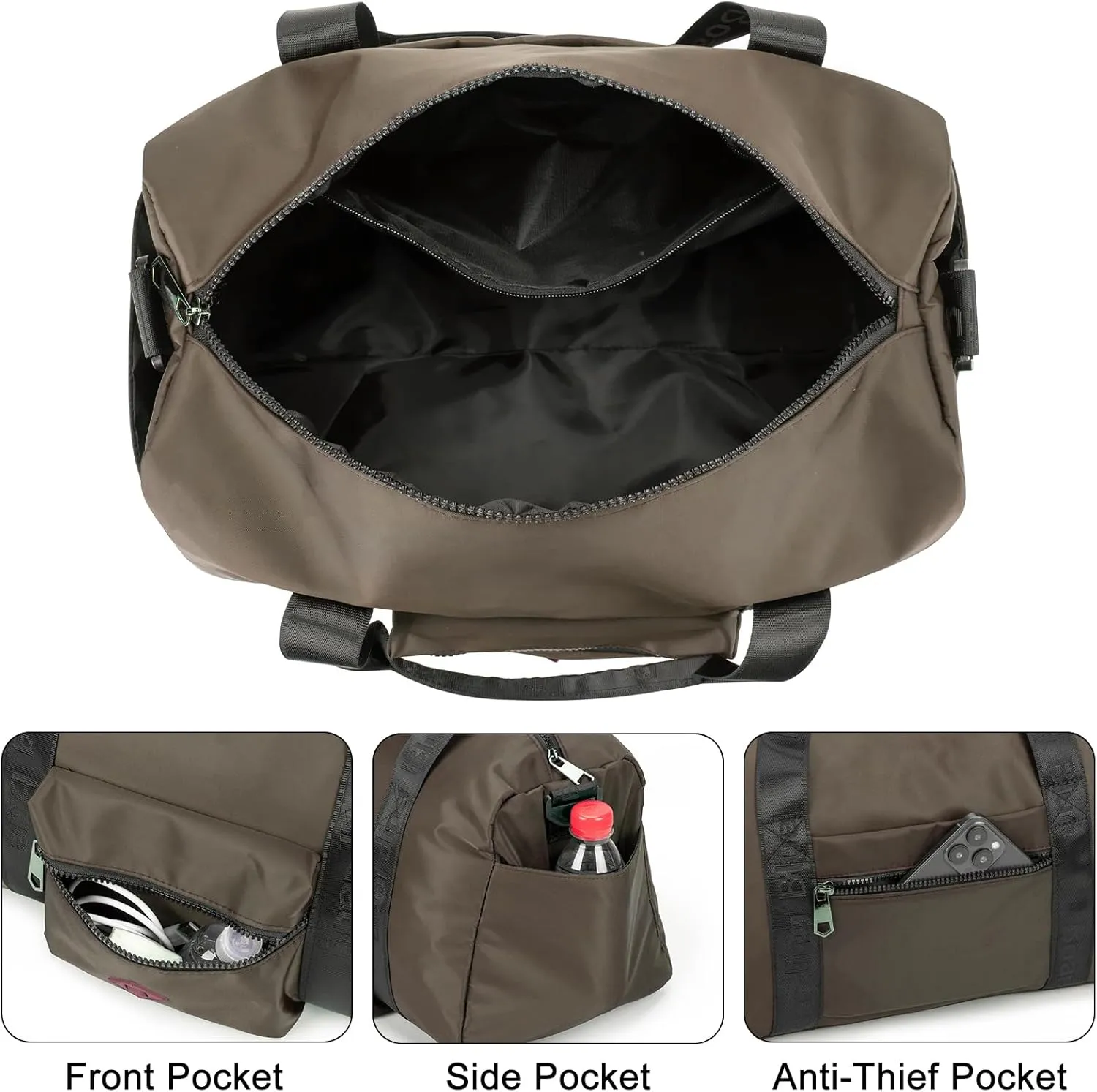For United Airline 17x10x9 Inches Personal Item Underseat Travel duffle bag, ports Tote Gym Bag,Shoulder Weekender Overnight Bag (Beige)
