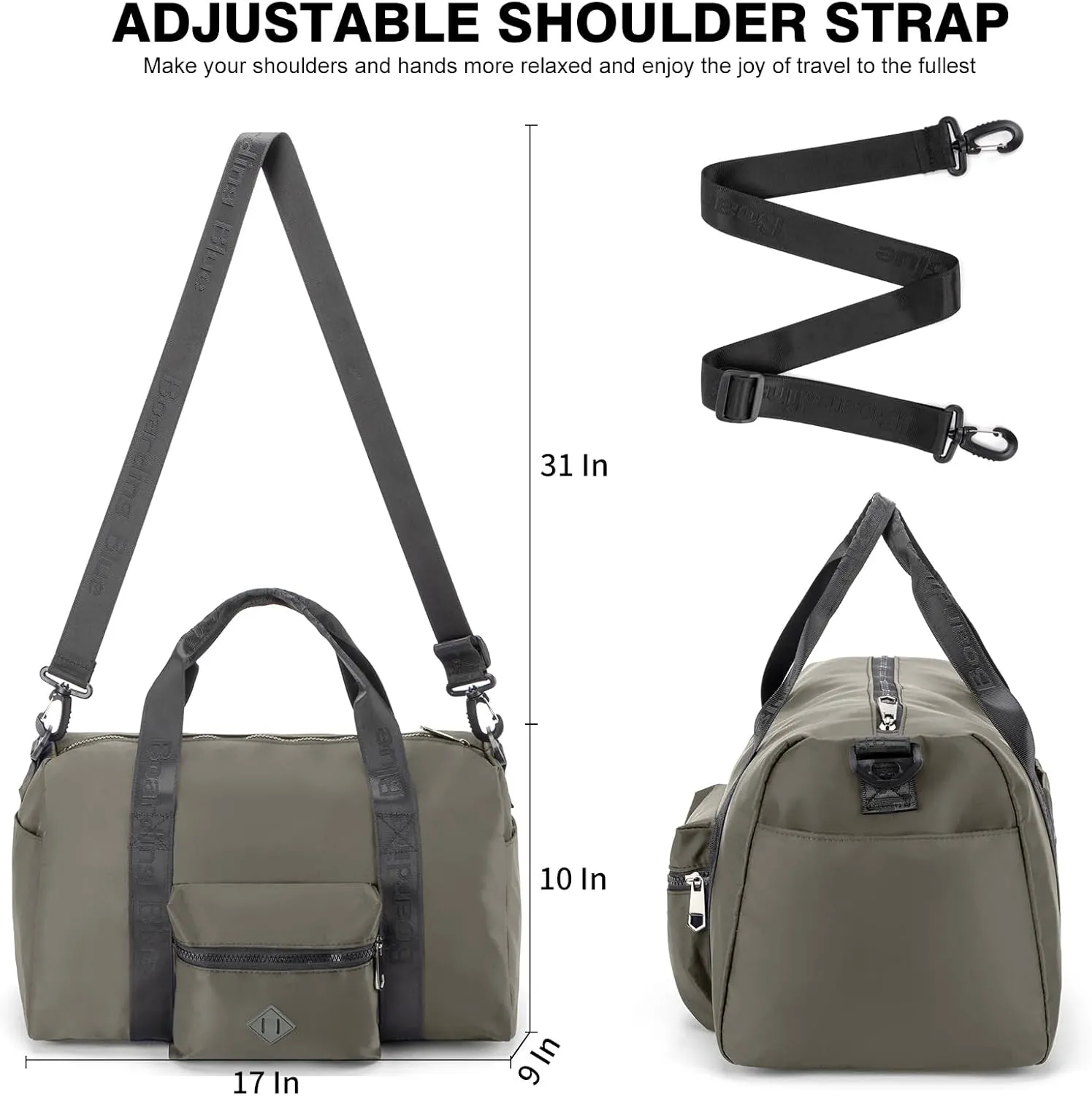 For United Airline 17x10x9 Inches Personal Item Underseat Travel duffle bag, ports Tote Gym Bag,Shoulder Weekender Overnight Bag (Grey)