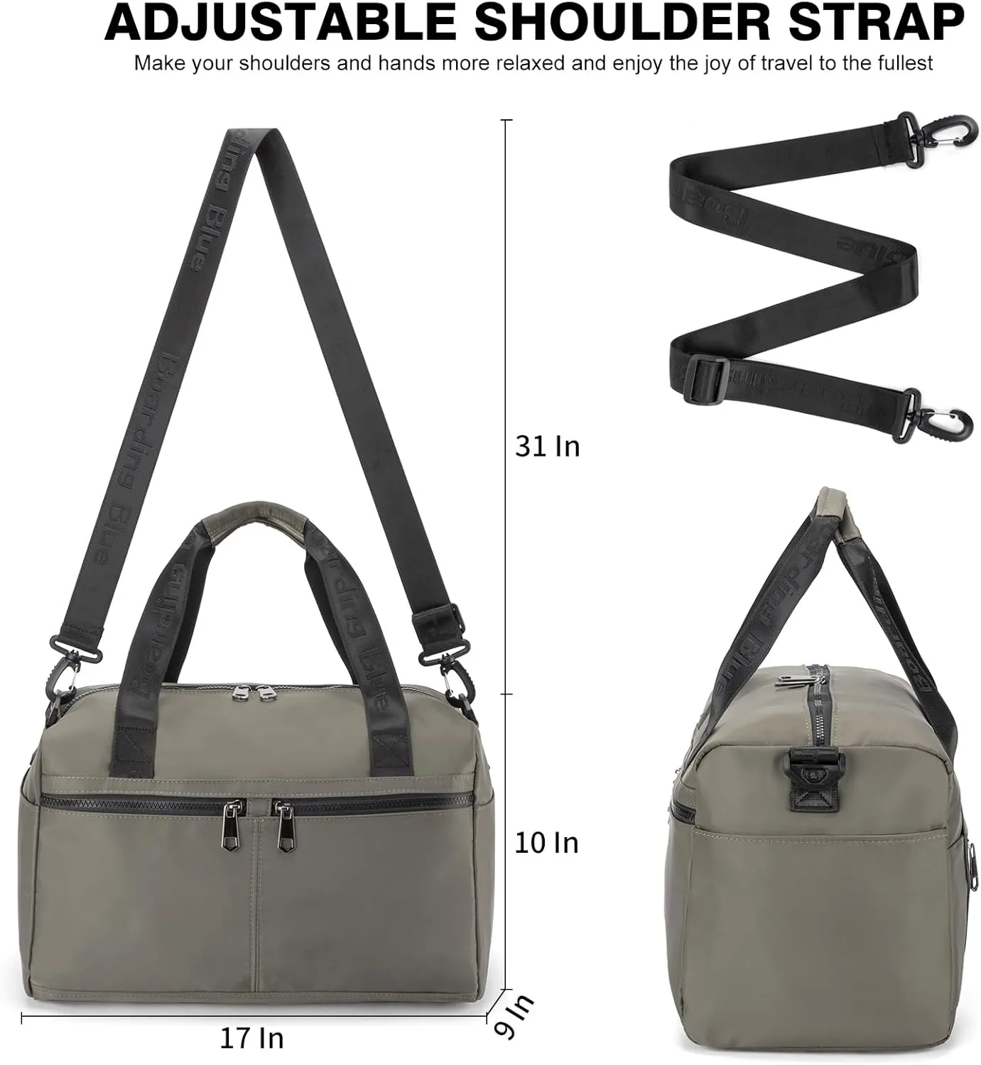 For United Airline 17x10x9 Inches Personal Item Underseat Travel duffle bag, ports Tote Gym Bag,Shoulder Weekender Overnight Bag (Grey)
