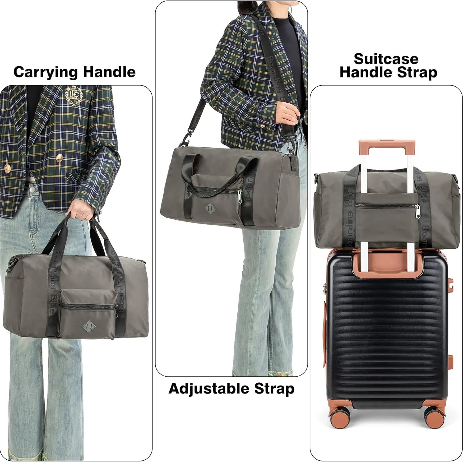 For United Airline 17x10x9 Inches Personal Item Underseat Travel duffle bag, ports Tote Gym Bag,Shoulder Weekender Overnight Bag (Grey)