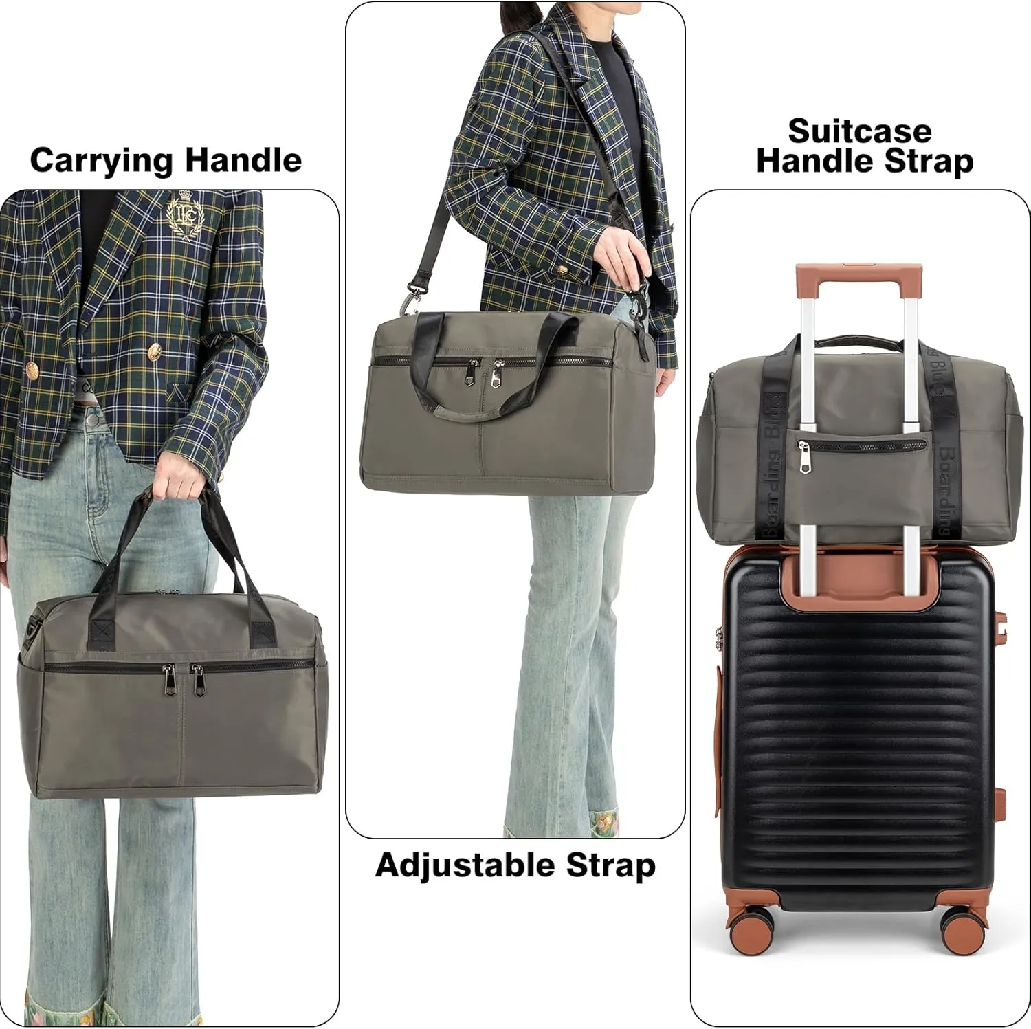 For United Airline 17x10x9 Inches Personal Item Underseat Travel duffle bag, ports Tote Gym Bag,Shoulder Weekender Overnight Bag (Grey)