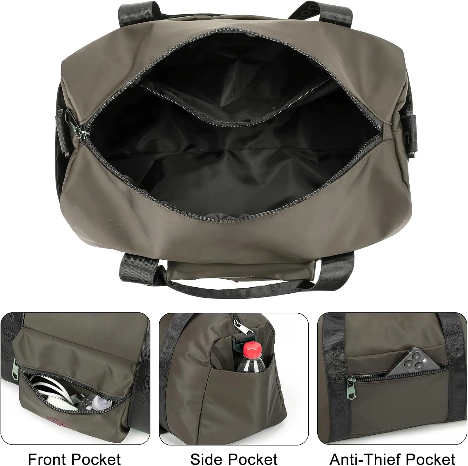 For United Airline 17x10x9 Inches Personal Item Underseat Travel duffle bag, ports Tote Gym Bag,Shoulder Weekender Overnight Bag (Grey)