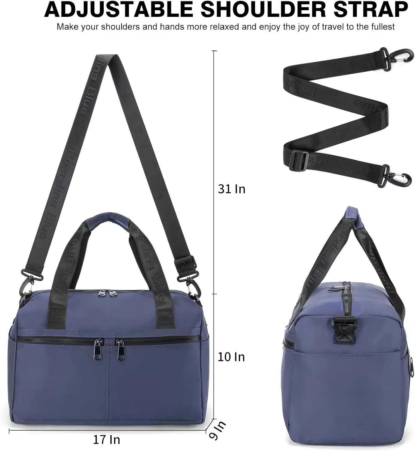 For United Airline 17x10x9 Inches Personal Item Underseat Travel duffle bag, ports Tote Gym Bag,Shoulder Weekender Overnight Bag (Navy)