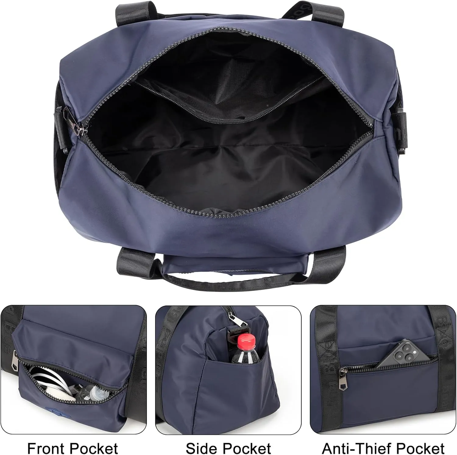 For United Airline 17x10x9 Inches Personal Item Underseat Travel duffle bag, ports Tote Gym Bag,Shoulder Weekender Overnight Bag (Navy)