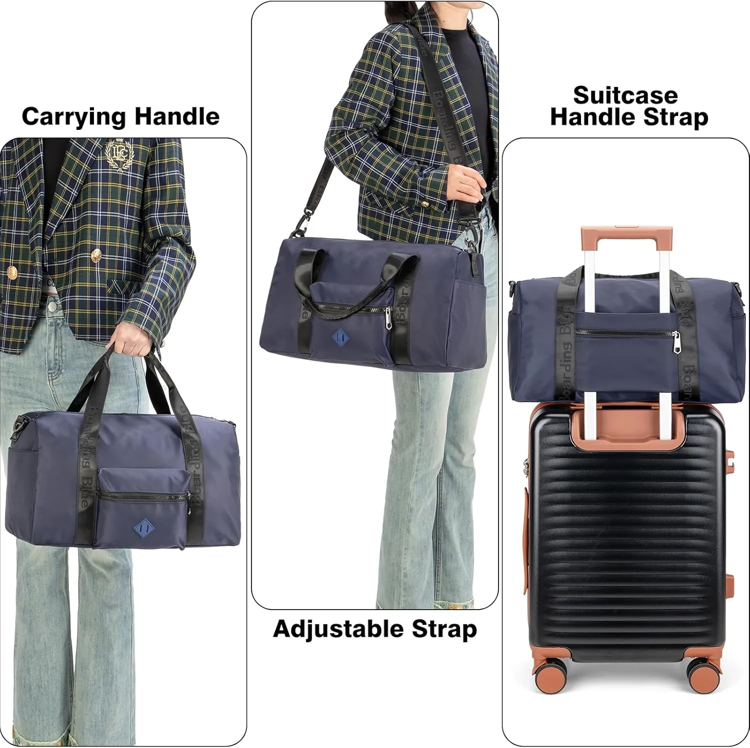 For United Airline 17x10x9 Inches Personal Item Underseat Travel duffle bag, ports Tote Gym Bag,Shoulder Weekender Overnight Bag (Navy)