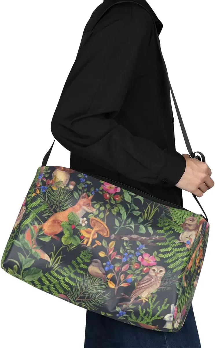 Fox Owl Rabbit Small Gym Bag for Men Women Workout Sport Duffle Bag Waterproof Weekender Overnight Bag Lightweight Carry on Tote Bag Crossbody Shoulder Travel Bag for Swim Yoge Dance