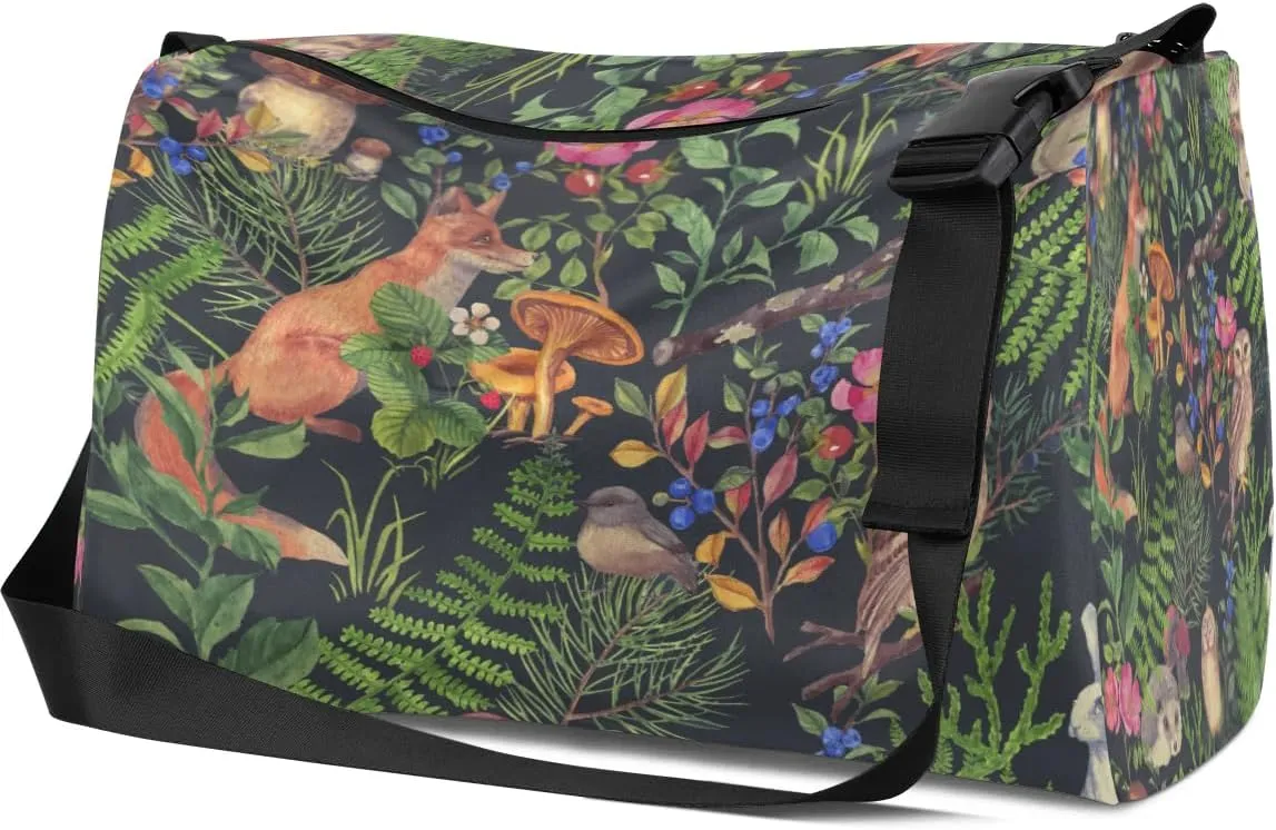 Fox Owl Rabbit Small Gym Bag for Men Women Workout Sport Duffle Bag Waterproof Weekender Overnight Bag Lightweight Carry on Tote Bag Crossbody Shoulder Travel Bag for Swim Yoge Dance