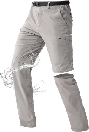 FREE SOLDIER Men's Outdoor Convertible Hiking Pants with Belt Lightweight Quick Dry Tactical Cargo Pants Nylon Spandex