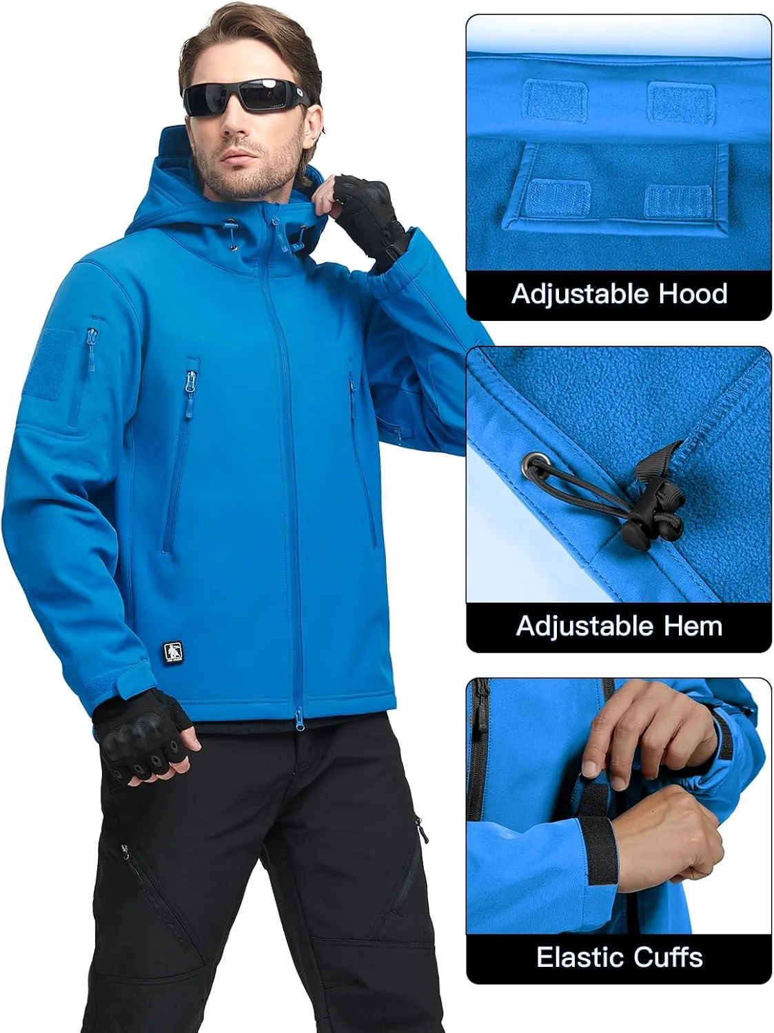 FREE SOLDIER Men's Outdoor Waterproof Soft Shell Hooded Military Tactical Jacket