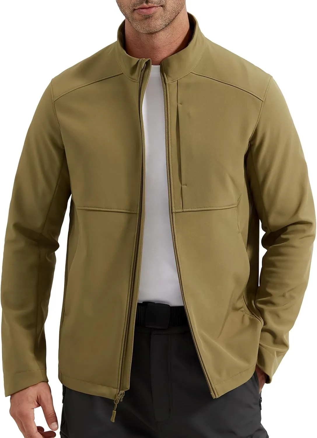 FREE SOLDIER Men's Waterproof Softshell Jacket Lightweight Fleece Lined Jacket Outdoor Hiking Windbreaker