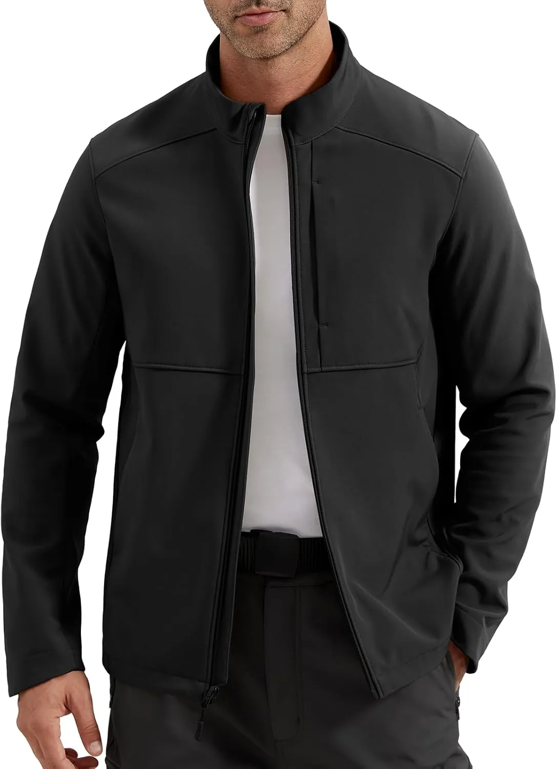 FREE SOLDIER Men's Waterproof Softshell Jacket Lightweight Fleece Lined Jacket Outdoor Hiking Windbreaker