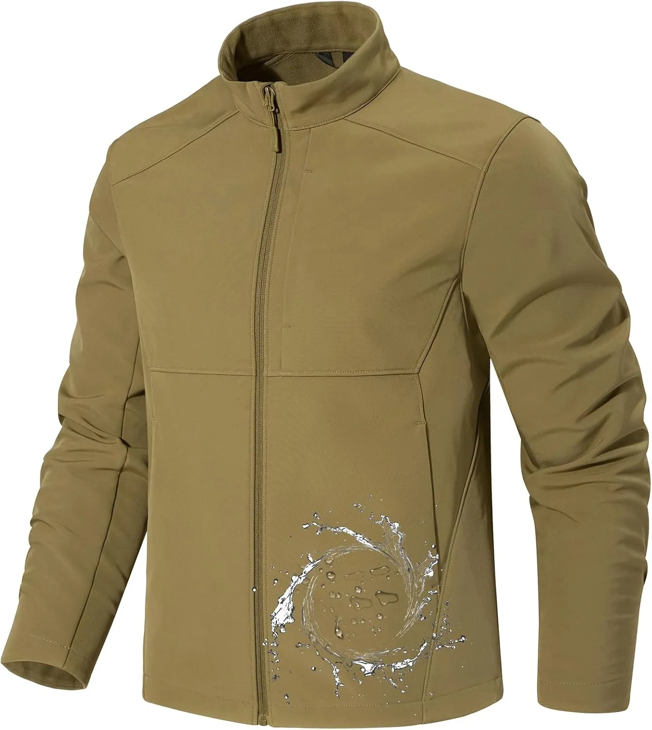 FREE SOLDIER Men's Waterproof Softshell Jacket Lightweight Fleece Lined Jacket Outdoor Hiking Windbreaker