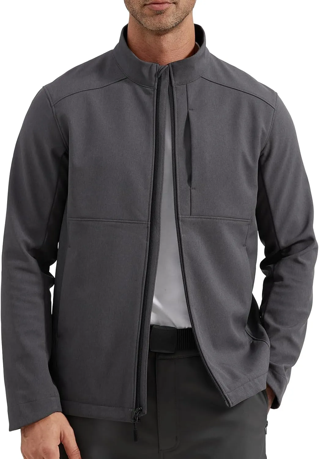 FREE SOLDIER Men's Waterproof Softshell Jacket Lightweight Fleece Lined Jacket Outdoor Hiking Windbreaker