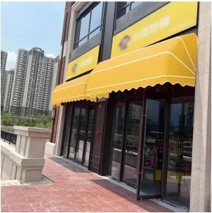 French Curved Retractable Awning, Outdoor Foldable Sunshade Shelter UV Rain Snow Protection Outdoor Garden Windows Telescopic Canopy Decoration Coffee Clothing Shop ( Color : Yellow , Size : 130x60x60