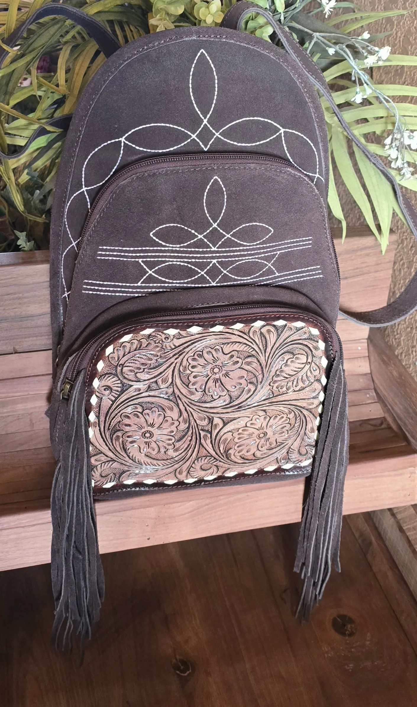 FRINGE Bootstitch Leather Backpacks