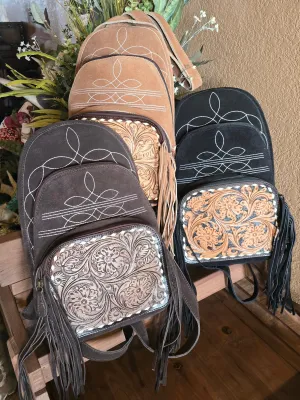 FRINGE Bootstitch Leather Backpacks
