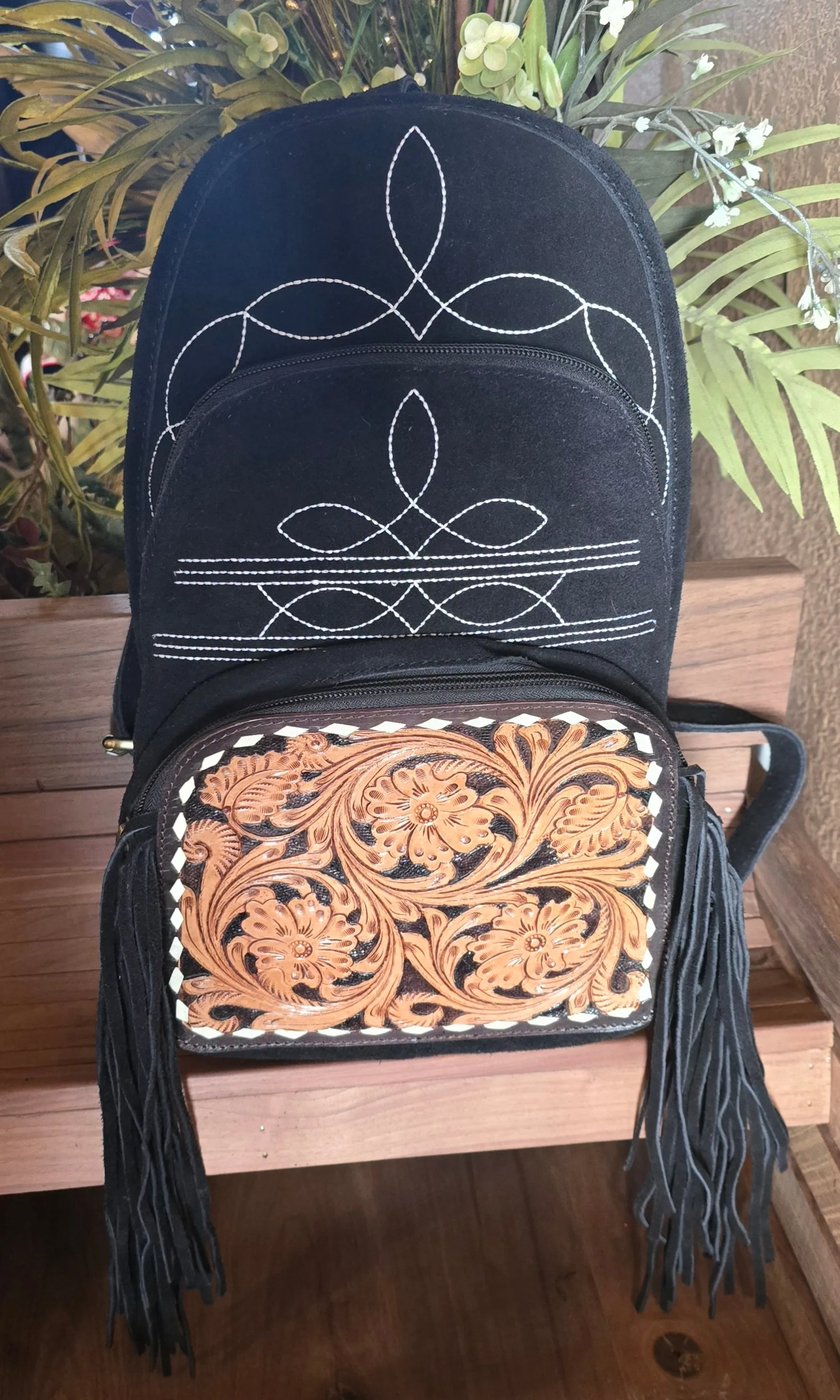 FRINGE Bootstitch Leather Backpacks