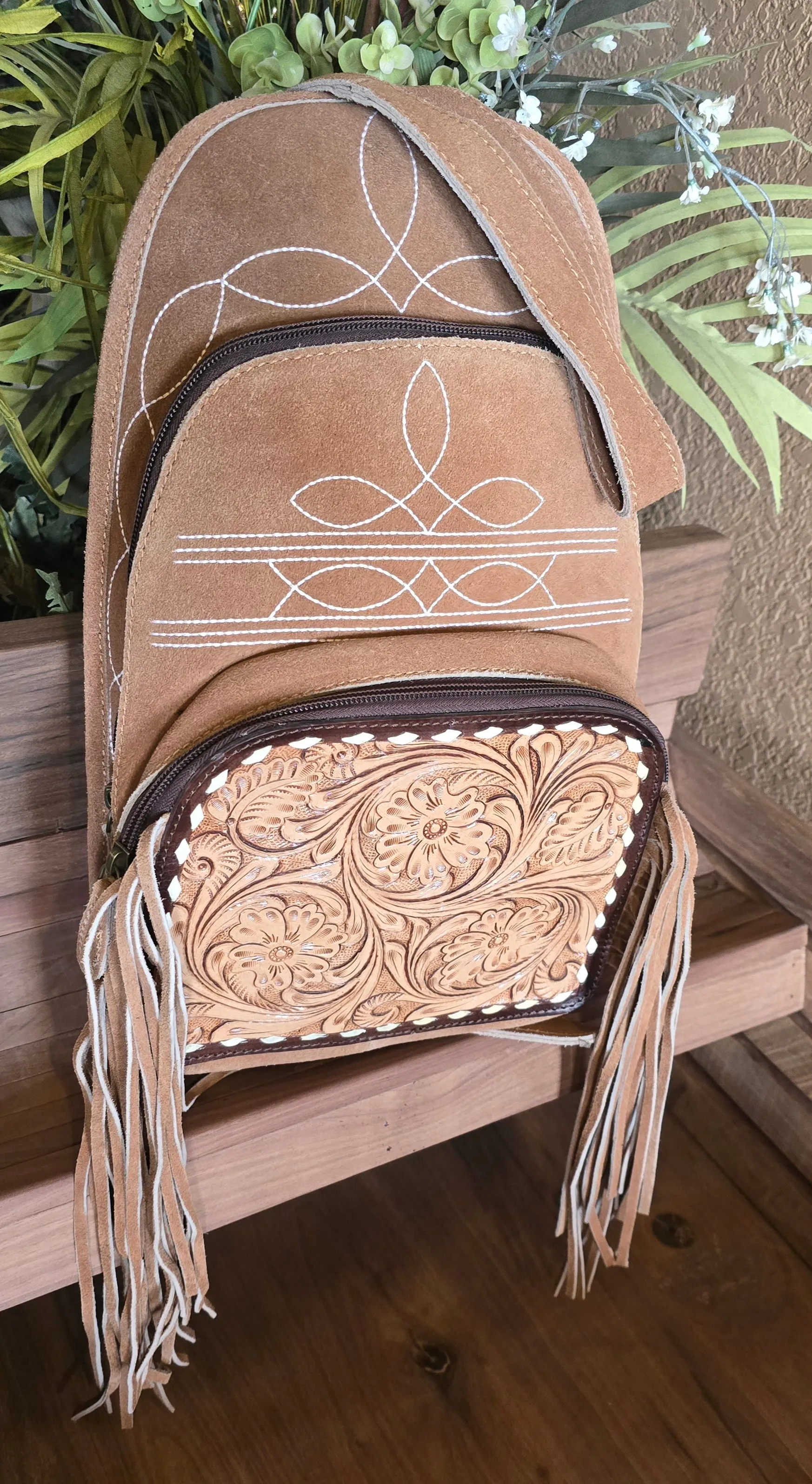 FRINGE Bootstitch Leather Backpacks