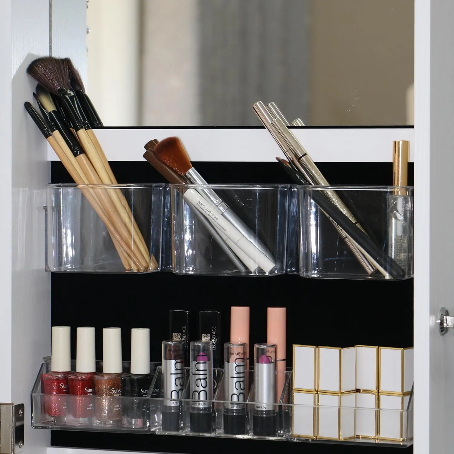 Full Length Mirror Jewelry Cabinet - 2-in-1 Organizer for Makeup and Jewelry,Lockable Door Wall-Mounted Jewelry Armoire with Shelves and Behind the Door Storage White